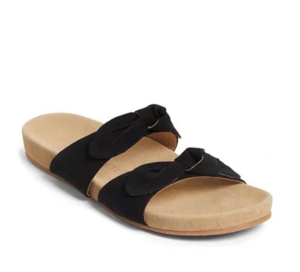 Jack Rogers Annie Sandal 7.5 Black NWOT Slides Bow Suede Travel Resort Cruise